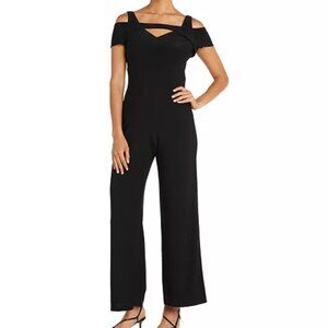 NWT R & M Richards Petite Cold-Shoulder Wide-Leg Jumpsuit
